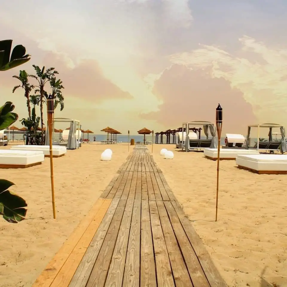Wooden walkway leading to beach Playa di Catania